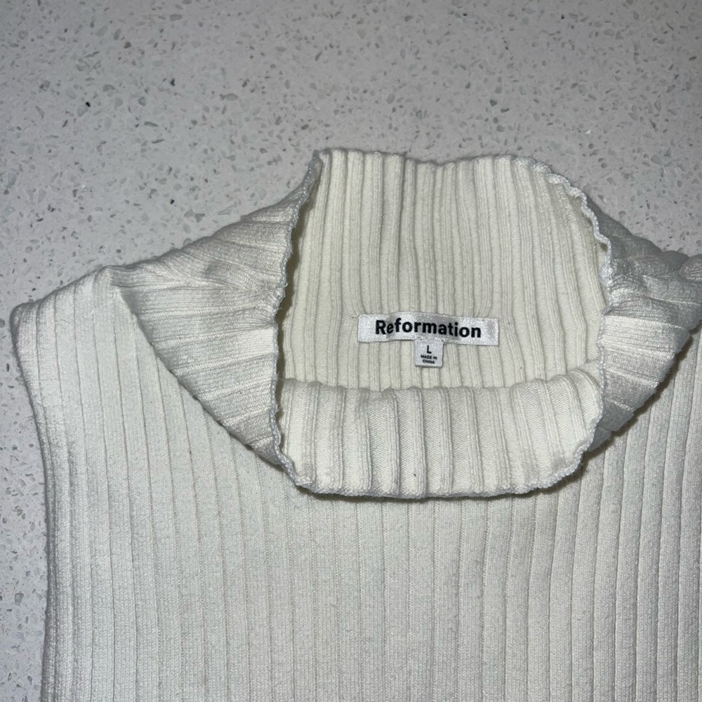 Reformation Cream Ribbed Tank Top